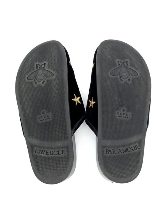 Gucci Sandals Horsebit Bi-bk Black Size 35 Embroidery